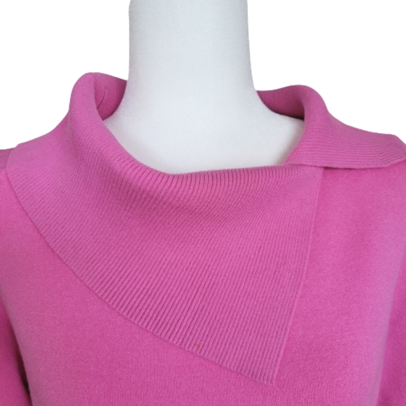 Pink Poodle Vintage Pink Knit Sweater Top Split Cowl Neckline 3/4 Sleeve Sz. L/M - Picture 7 of 13